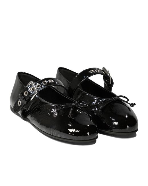 Miu Miu Black Polished Buckle Fastened Ballerinas