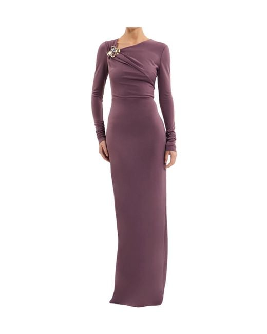 Rebecca Vallance Purple Nala Asymmetric Long Dress