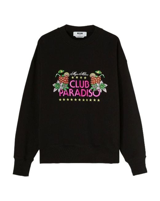 MSGM Black Graphic-Print Sweatshirt