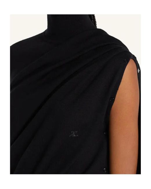 Courreges Black Courrèges Off Shoulder Mockneck Top for men