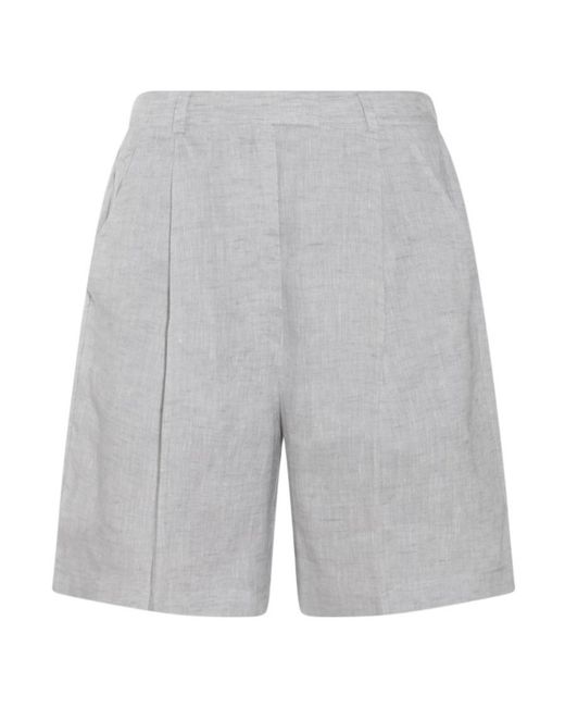 Brunello Cucinelli Gray Linen Tailored Shorts