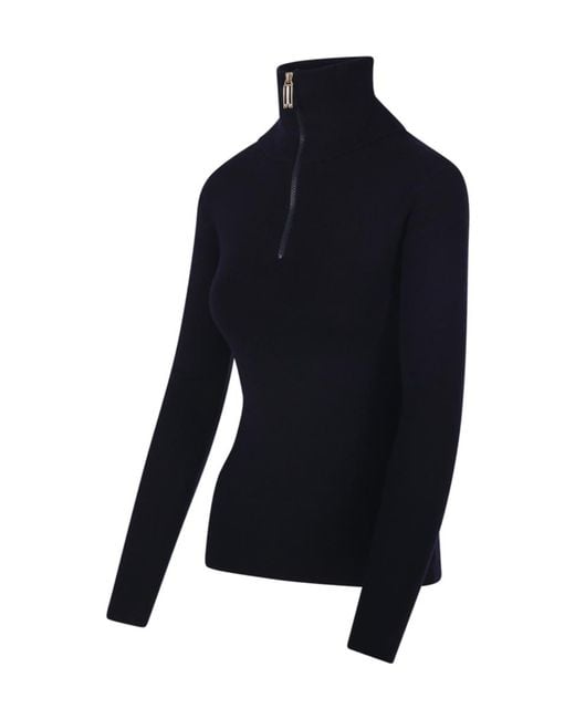 Victoria Beckham Blue Half-Zip Sweater