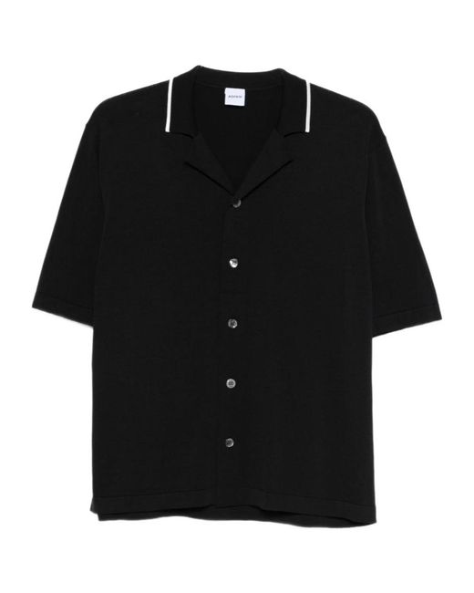 Aspesi Black Lapel Short-Sleeved Shirt for men