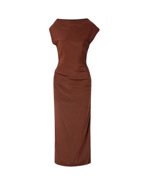 Proenza Schouler Brown Draped Crepe Midi Dress