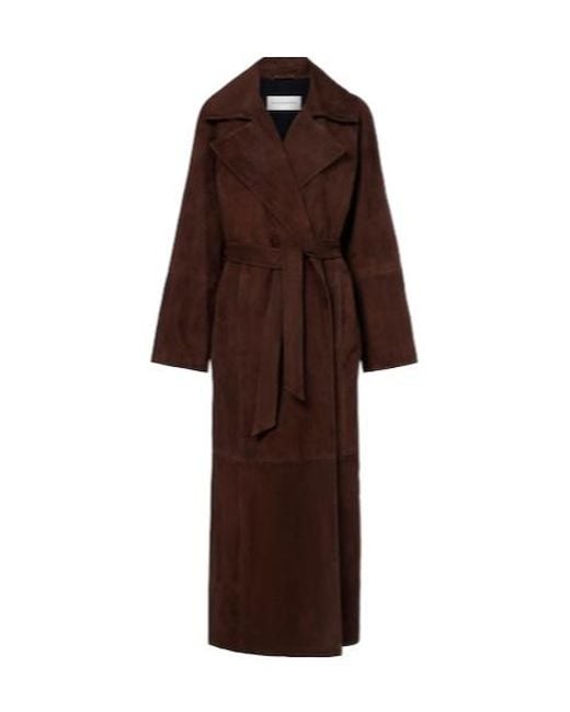 Nour Hammour Brown Althea Suede Wrap Coat