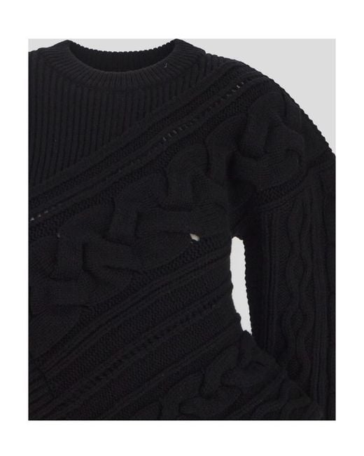 McQueen Black Asymmetric Knitted Crewneck Jumper