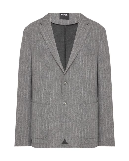 Boss Gray Boss Striped Slim-Fit Blazer for men