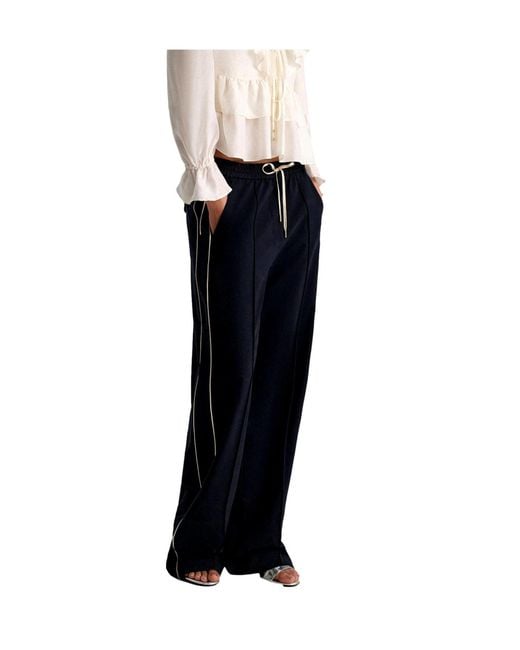 Dorothee Schumacher Blue Casual Attraction Side-Stripe Track Pants