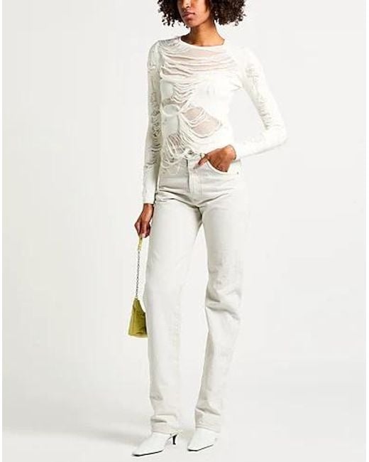 MM6 by Maison Margiela White Long-Sleeve Knit Top
