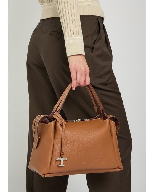 Tod's Brown Grained Leather Top Handle Bag