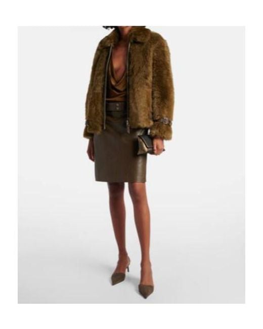 Tom Ford Brown Leather Miniskirt