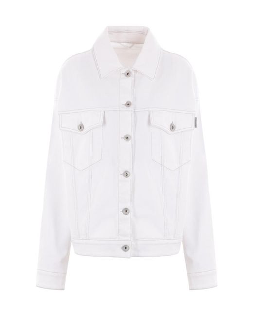 Brunello Cucinelli White Buttoned Denim Jacket