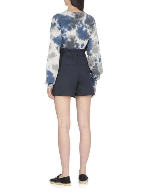 KENZO Blue High-Waisted Elastic Waist Shorts