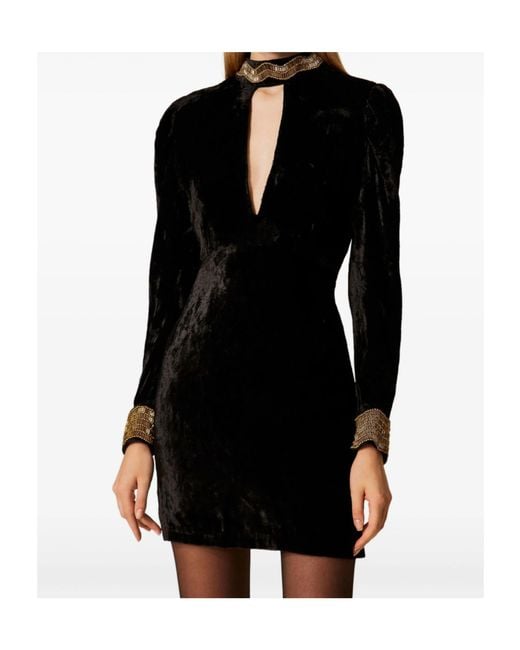 Twinset Black Embroidered Mini Dress