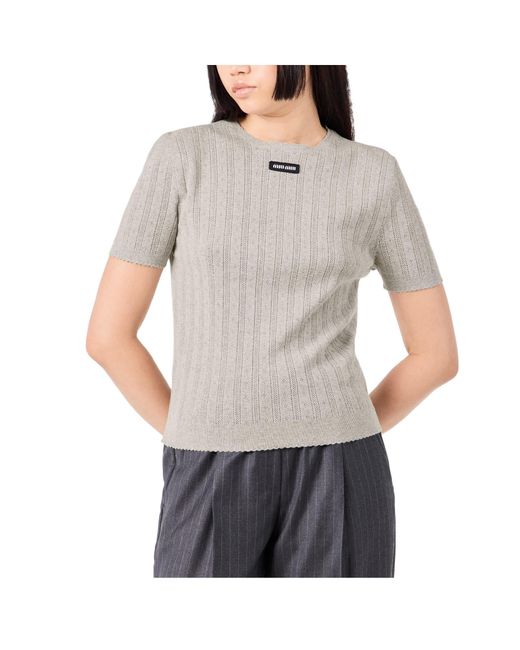 Miu Miu White Versatile Short-Sleeved Shirts
