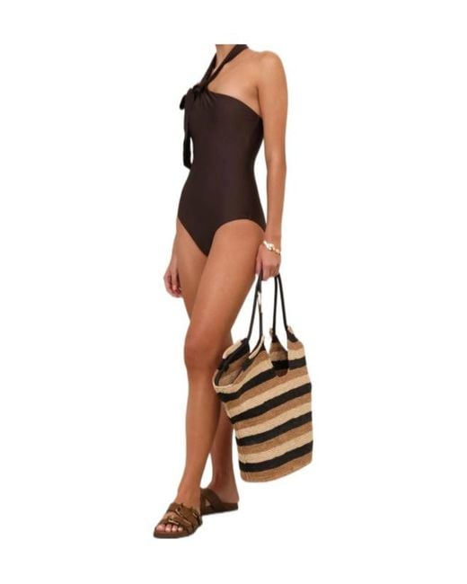 Zimmermann Brown Awaken Tie Neck 1Pc Bathing Suit