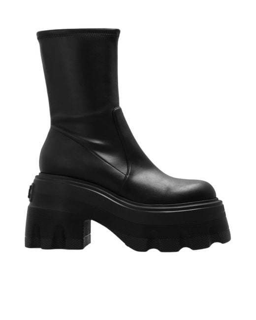 Casadei Black Round Toe Platform Boots