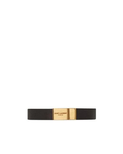 Saint Laurent White Cassandre Logo Plaque Bracelet for men