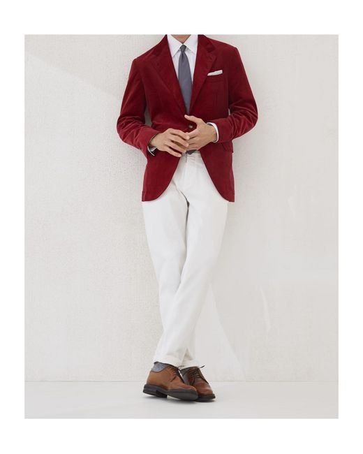 Brunello Cucinelli White Logo Patch Straight Leg Jeans for men