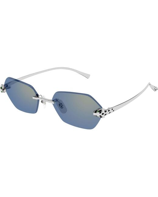 Cartier Blue Geometric Frame Sunglasses for men