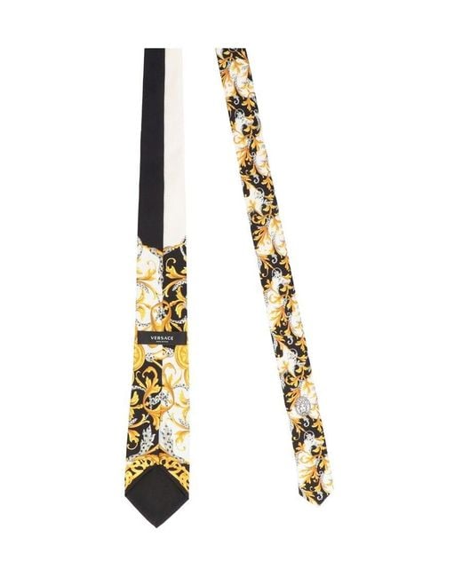 Versace Metallic Acanthus Print Tie for men