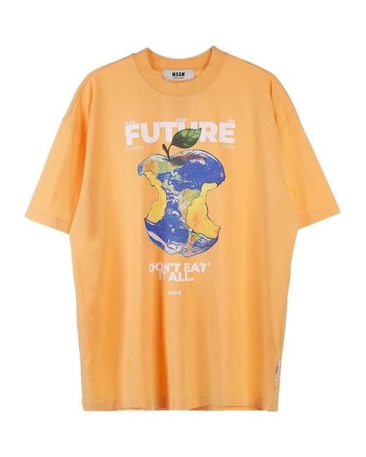 MSGM Orange Short-Sleeved T-Shirt for men