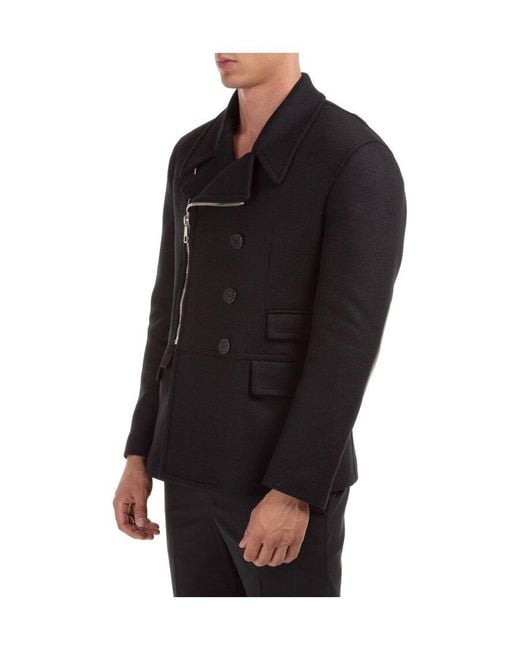 Neil Barrett Black Asymmetrical Zipper Coat for men
