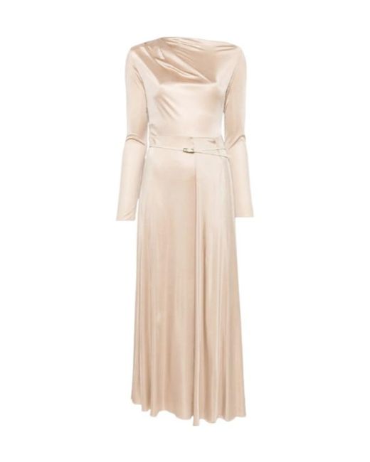 Fabiana Filippi Natural Draped Belted Midi Dress