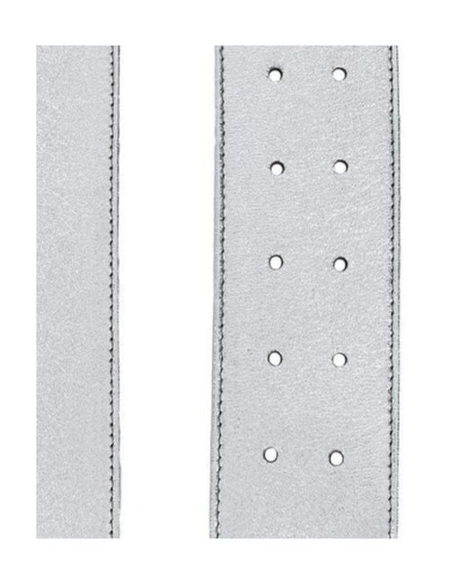 Prada White Metallic-Effect Buckle Belt