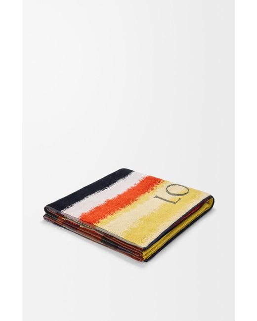 Loewe Yellow Logo-Print Striped Beach Towel