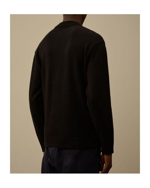 C P Company Black Logo-Patch Pocket Sweater for men