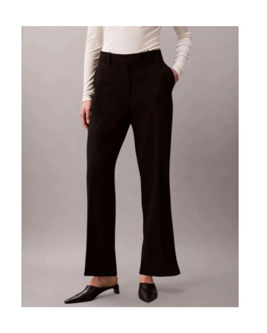 Calvin Klein Black Regular-Fit Tailored Pants