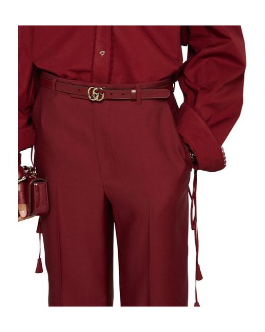 Gucci Red Straight-Leg Trousers