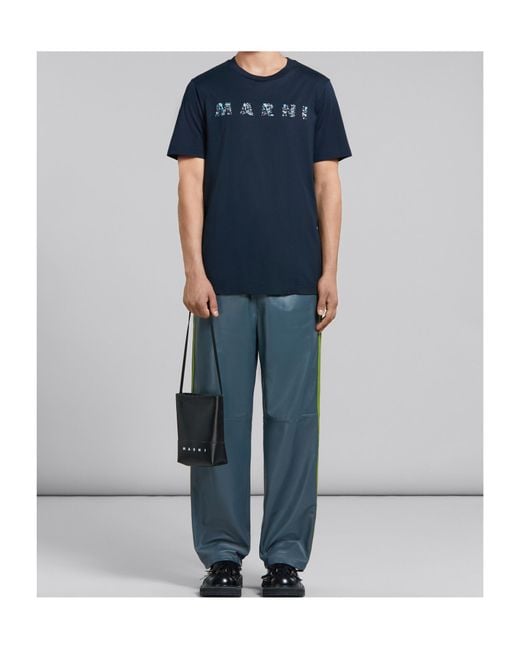 Marni Black Logo-Printed Shoulder Bag for men