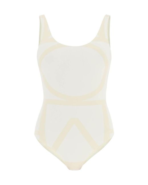 Totême White Totême Sleeveless Crewneck Swimsuit