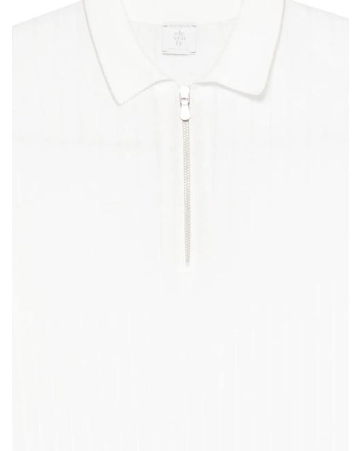 Eleventy White Half-Zip Polo Shirt for men