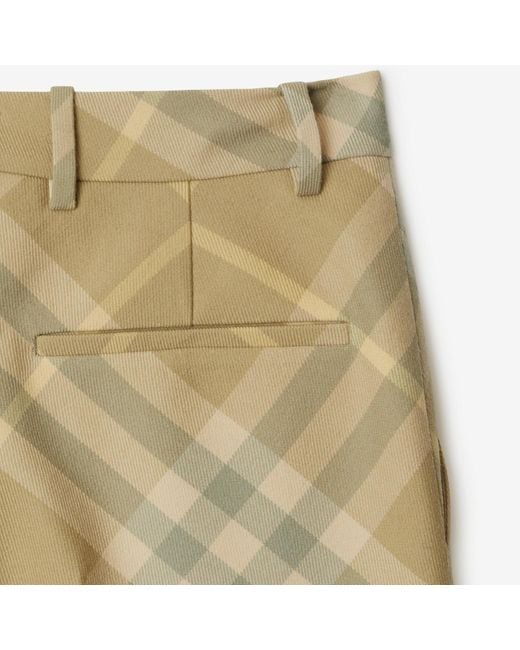 Burberry Natural Checked Wool Trousers