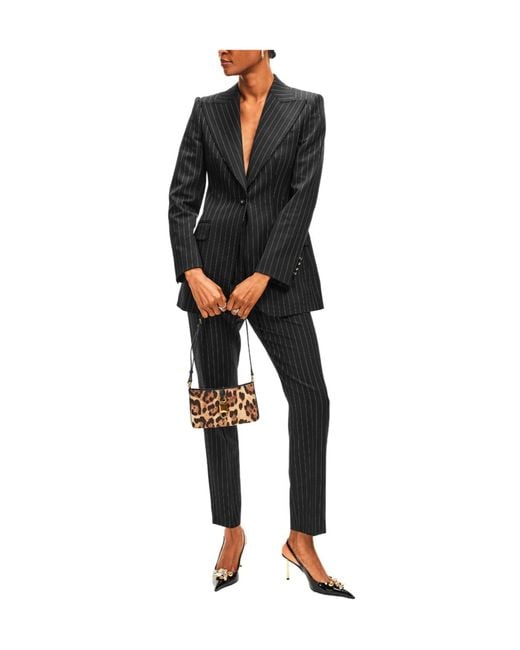 Dolce & Gabbana Black Pinstripe Single-Breasted Blazer