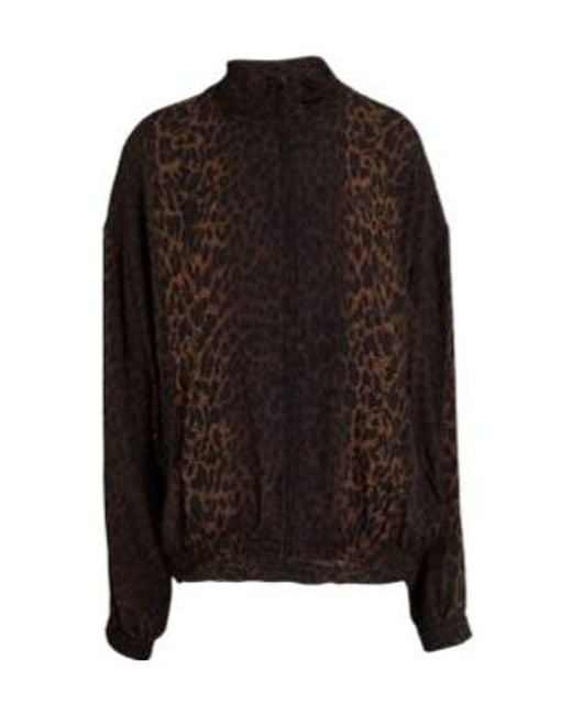 Balenciaga Black Leopard Print Harrington Jacket