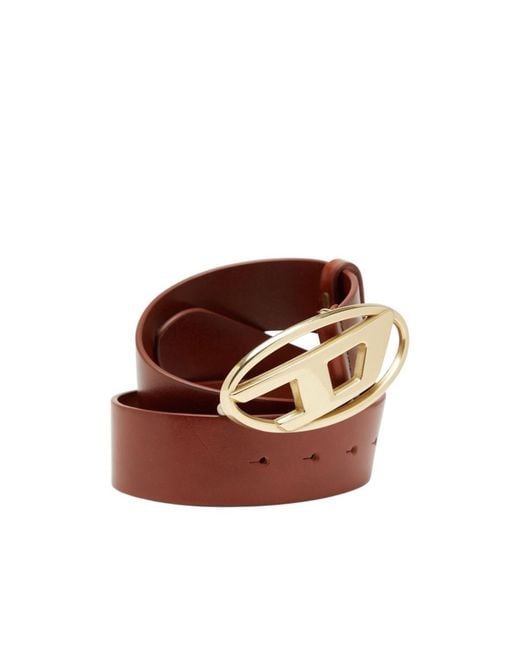DIESEL Brown Oval-D Logo B1 Dr Belt