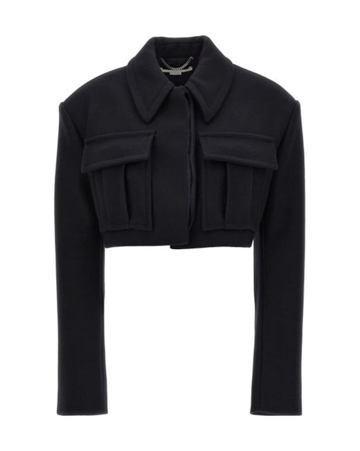 Stella McCartney Blue Long-Sleeved Cropped Jacket
