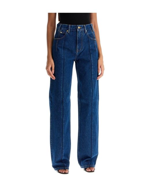 DARKPARK Blue Straight Leg Pleat Effect Fitted Jeans
