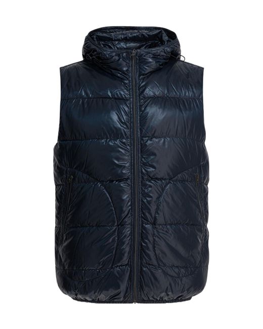 Herno Blue Hooded Quilted Gilet for men