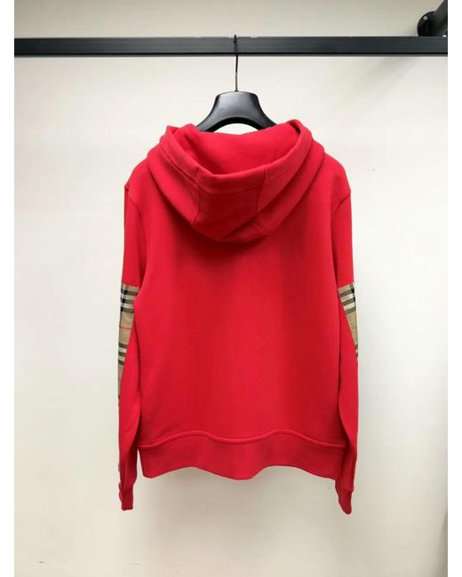 Burberry Red Checked Hooded Sweatshirt