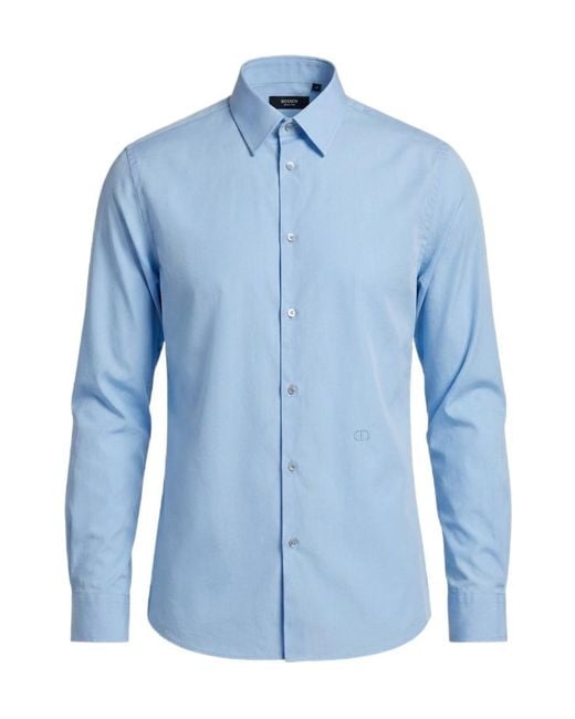 Gucci Blue Piece Dyed Cotton Poplin Shirt for men