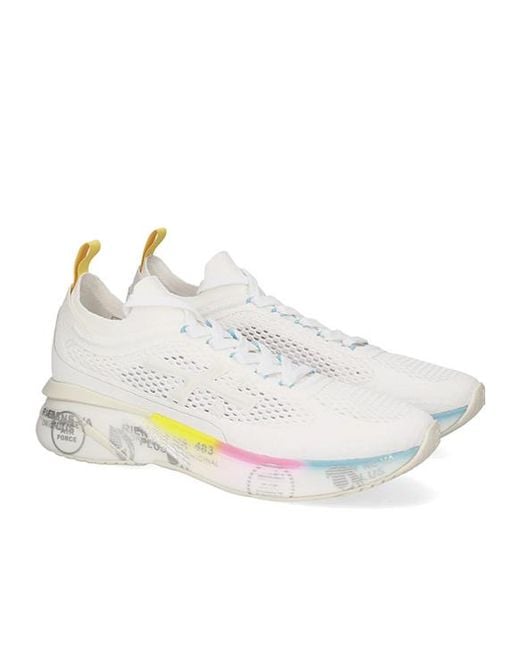 Premiata White Round-Toe Lace-Up Sneakers for men