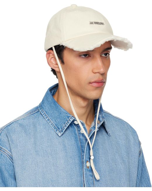 Jacquemus White The Artichaut Curved Peak Cap for men