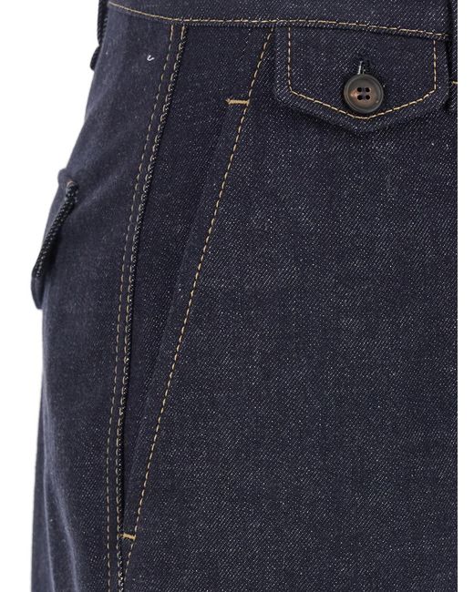 Brunello Cucinelli Blue Zipped Wide-Leg Jeans