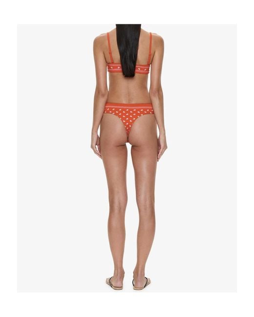 Christopher Esber Orange Ruffled Strapless Bikini Top