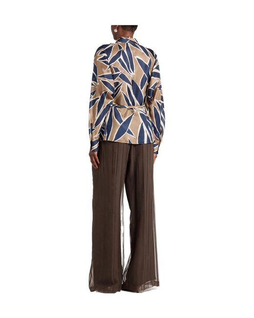 Brunello Cucinelli Blue Silk Shirts Blouses